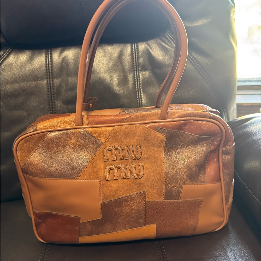 Miu Miu Brown Leather Patchwork Men's Bag - Picture 5 of 17